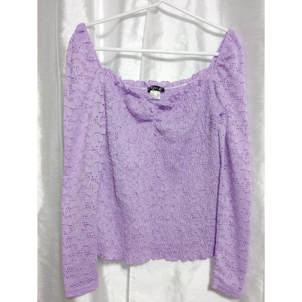 ROMANTIC VENUS Purple Blouse Sexy Lilac Lace Top - Picture 7 of 9